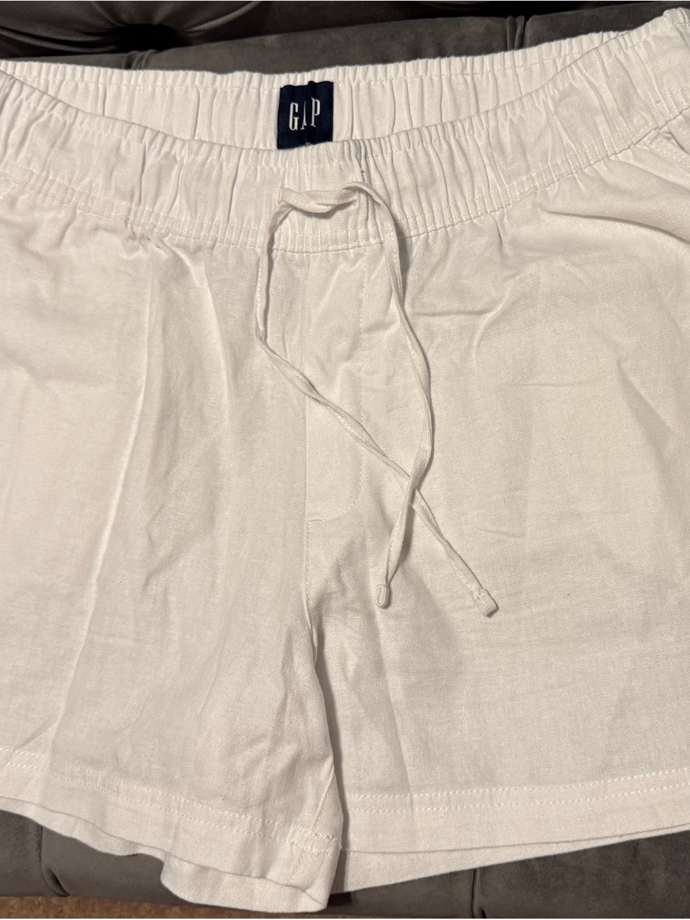 GAP White Elastic Linen Drawstring Shorts
